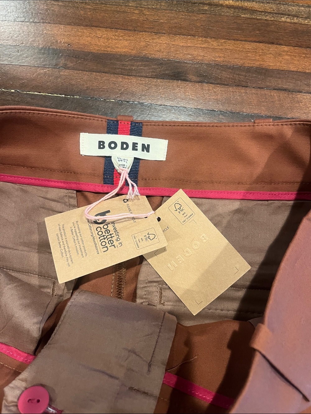 Boden full length canonbury trousers in rust 6 Long, NWT - Picture 4 of 7